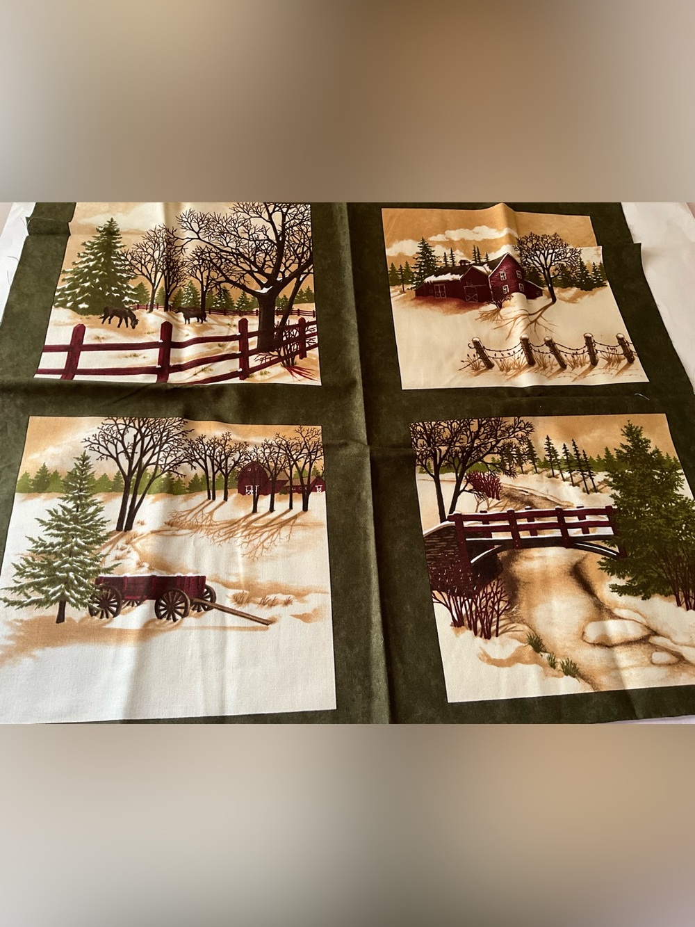 Moda#6550 Through the Winter Woods Winter Scenic Panel Lot 24" Squares Cotton